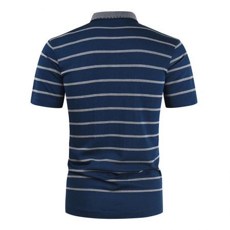 New Style Summer Fashion Men's Personality Simple Striped Lapel T-Shirt Mens Short-Sleeved Shirt