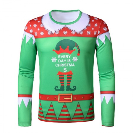 New 3D Personality Printing Fashion Men's Christmas Long Sleeve T-Shirt